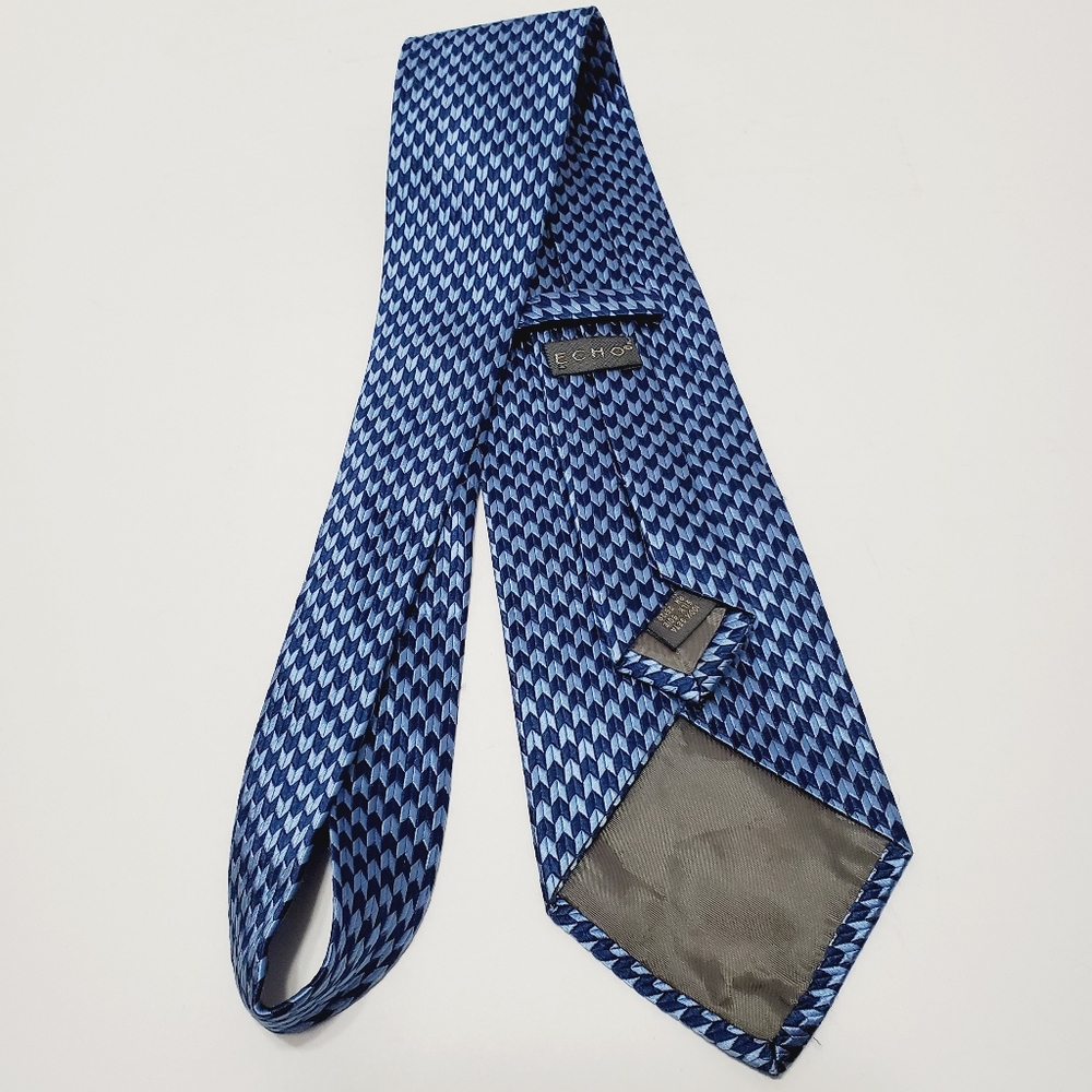 Echo Necktie Blue Geometric Pattern Jacquard Fabr… - image 5